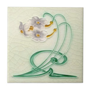Azulejo De Cerâmica Repro c 1900 Richards Art Nouveau Narciso Trio
