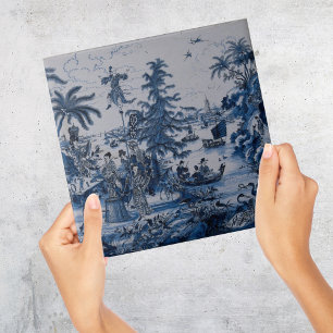 Azulejo De Cerâmica Repro Chinoiserie Delft Blue e White Azulejo
