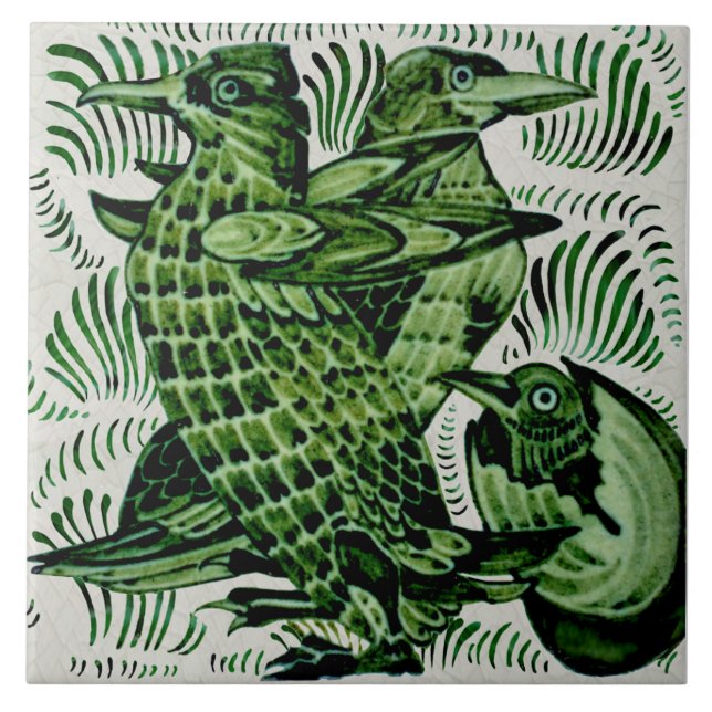 Azulejo De Cerâmica Repro De Morgan Birds+Pintinho Hatching Pintado (Frente)