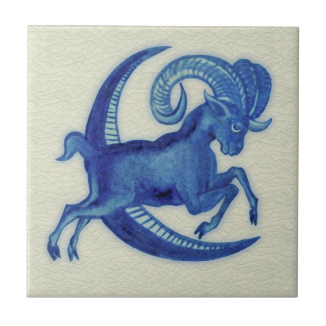 Azulejo De Cerâmica Repro De Morgan Blue Goat Jumping over Moon (Frente)