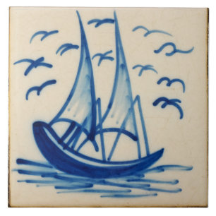 Azulejo De Cerâmica Repro DefSoftware Ship Sail Boat Blue Delft Azulej
