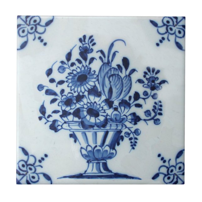 Azulejo De Cerâmica Repro do Acordo de Flor Delft Neerlandês do século (Frente)
