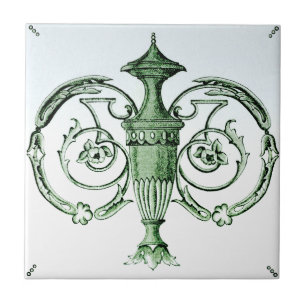 Azulejo De Cerâmica Repro do Transferware NeoClassic Green Urn 1880s