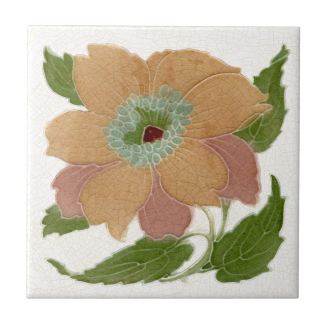 Azulejo De Cerâmica Repro Lea & Boulton Antique Art Nouveau Floral (Frente)