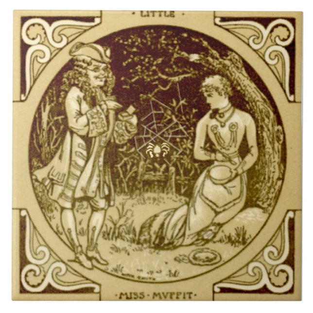Azulejo De Cerâmica Repro Minton Little Srta. Muffet Nursery Rhyme (Frente)