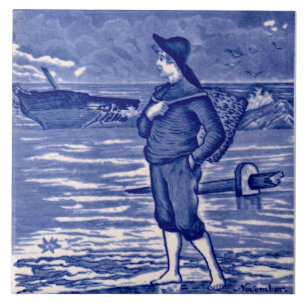 Azulejo De Cerâmica Repro novembro Hora Azul