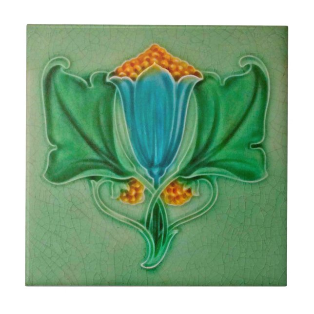 Azulejo De Cerâmica Repro Pilkington Art Nouveau Floral (Frente)