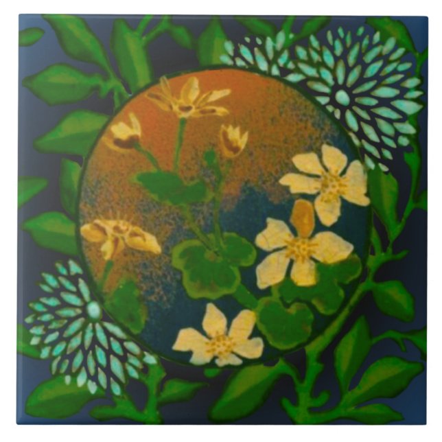 Azulejo De Cerâmica Repro Pintado com Pintado de Barbotine de Castigo  (Frente)