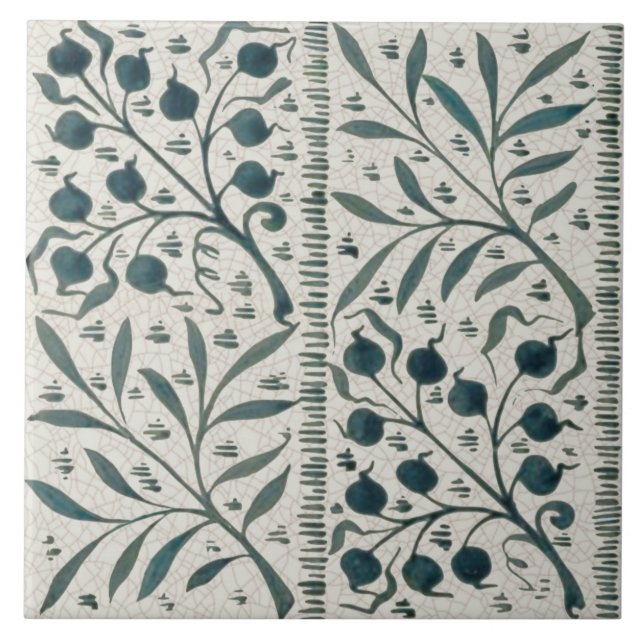 Azulejo De Cerâmica Repro Rare 1870 Wm Morris Co Pintado (Frente)