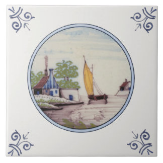 Azulejo De Cerâmica Repro Scenic Delft Polychrome Sailboat, Casa