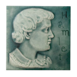 Azulejo De Cerâmica Repro Shakespeare Hamlet Retrato Faux Alivio Teal