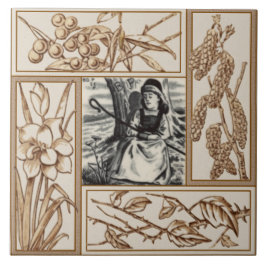 Azulejo De Cerâmica Repro VIctorian Bo Peep Nursery Rhyme Transferware