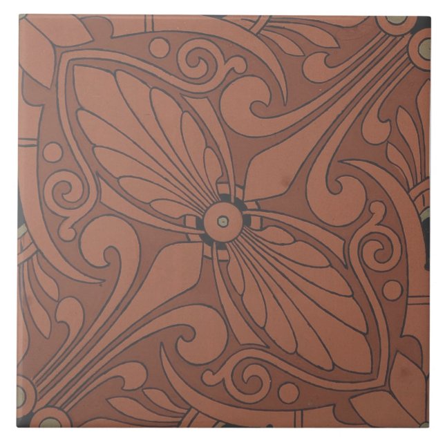 Azulejo De Cerâmica Repro Vintage - Antigamente Geométrico Terracotta  (Frente)