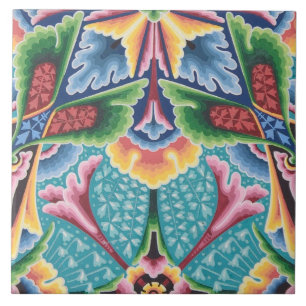 Azulejo De Cerâmica Repro Vintage - Arco-Íris Geométrico Colorido