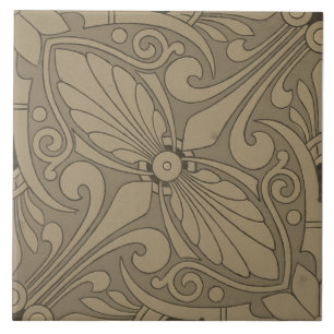 Azulejo De Cerâmica Repro Vintage - Cinza Geométrico da Grécia Antig