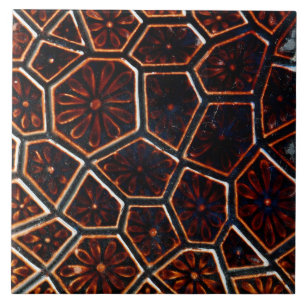 Azulejo De Cerâmica Repro Vintage Faux alivio Brown Geométrico Floral