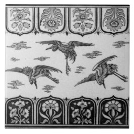 Azulejo De Cerâmica Repro Vintage Minton Black and White English Azule