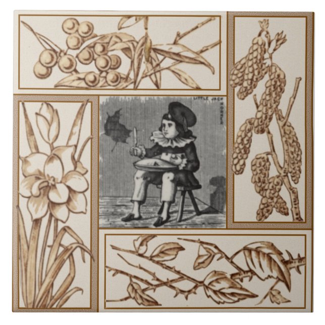 Azulejo De Cerâmica Repro Vitoriano do pequeno Jack Horner Rhyme (Frente)