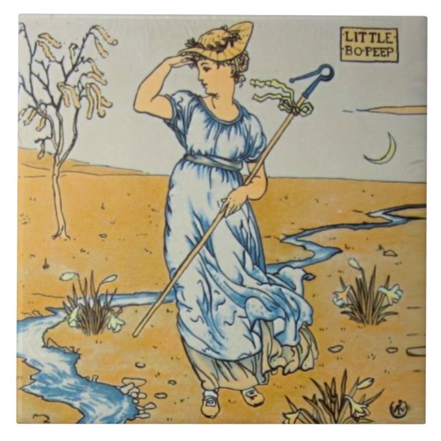 Azulejo De Cerâmica Repro Walter Crane Bo Peep Nursery Rhyme (Frente)