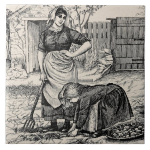 Azulejo De Cerâmica Repro Wim Wise Country Village Life Potato Harvest