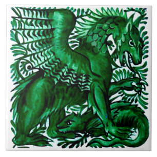 Azulejo De Cerâmica Repro Wm Morgan Green Dragons Pai e Filho