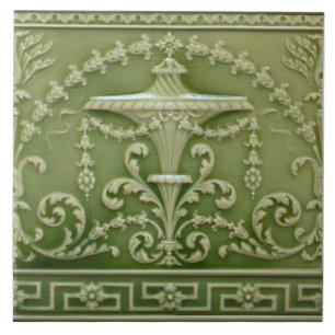 Azulejo De Cerâmica Reprodução Antiquada Neoclássica Elegante Verde