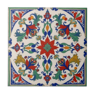 Azulejo De Cerâmica Reprodução Colorida Iznik Persa Turca Pintada à Mã