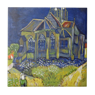 Azulejo De Cerâmica Reprodução da arte de Van Gogh, A Igreja em Auvers