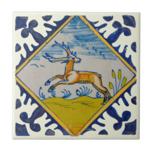 Azulejo De Cerâmica Reprodução de Deer Offt Deer HandPinted do Sécu