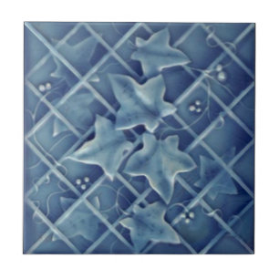 Azulejo De Cerâmica Reprodução do Alivio Ivy Trellis Blue Majolica F