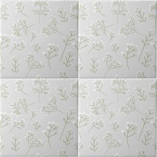 Azulejo De Cerâmica Respiração de Bebê Flor de Gipsófila Branca