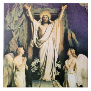 Azulejo De Cerâmica Ressurreição do Cristo, pintura de Carl Bloch,