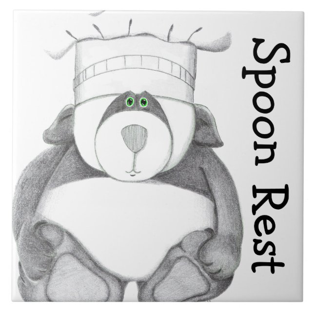 Azulejo De Cerâmica Resto da colher de Trivet do urso de panda (Frente)