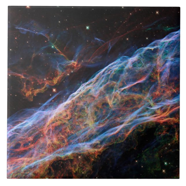 Azulejo De Cerâmica Restos de Supernova da Nebulosa do Véu Telescópio  (Frente)