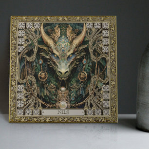 Azulejo De Cerâmica Retábulo Personalizado do Espírito do Dragão Místi