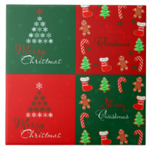 Retalhos do Feliz Natal no verde e no vermelho do