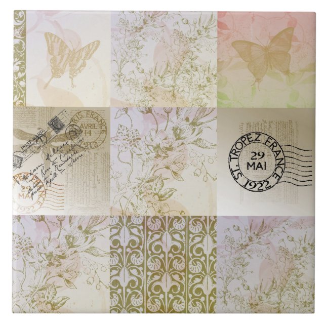 Azulejo De Cerâmica Retalhos Dourados doces (Frente)