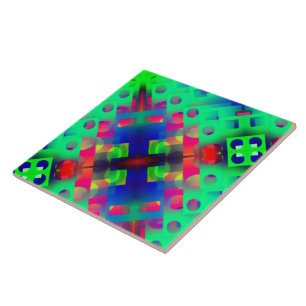 Azulejo De Cerâmica Retângulo colorido com buraco, afundado no centro