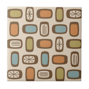 Azulejo De Cerâmica Retângulos Arredondados MCM de Meio Século Multico