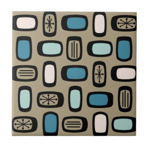 Azulejo De Cerâmica Retângulos Arredondados MCM do Meio-Século Azul Do