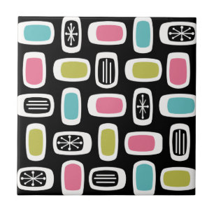 Azulejo De Cerâmica Retângulos Arredondados MCM do Meio Século Colorid