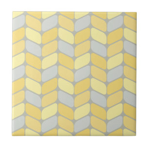 Azulejo De Cerâmica Retângulos Diagonais Vintage Amarelo Cinza