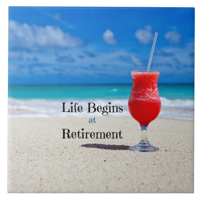 Azulejo De Cerâmica Retirada, Bebida Congelada na Praia, (Frente)