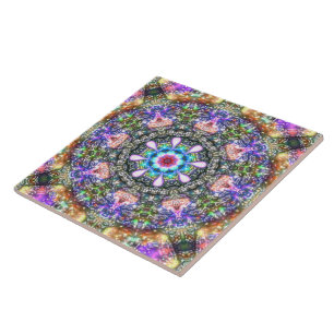 Azulejo De Cerâmica Retorna Vintage Bonito Mandala persa floral  