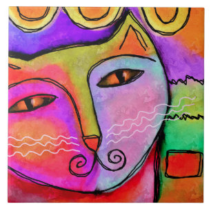 Azulejo De Cerâmica Retrato abstrato de um Gato