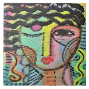 Azulejo De Cerâmica Retrato Abstrato demais no OSB