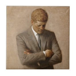 Azulejo De Cerâmica Retrato branco oficial da casa de John F. Kennedy