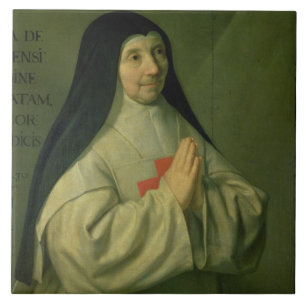 Azulejo De Cerâmica Retrato da mãe Catherine-Agnes Arnauld (1593-1