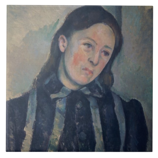 Azulejo De Cerâmica Retrato da senhora Cezanne com cabelo afrouxado, (Frente)