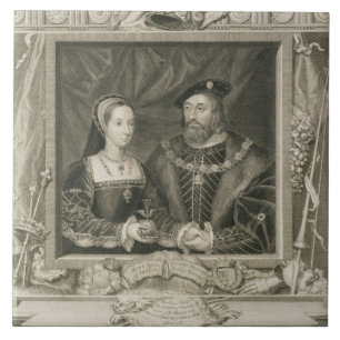Azulejo De Cerâmica Retrato de 1496-1533) rainhas de Mary (de France,
